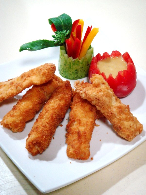 Fried Fish Fillet with Sweet and Sour Mustard Sauce