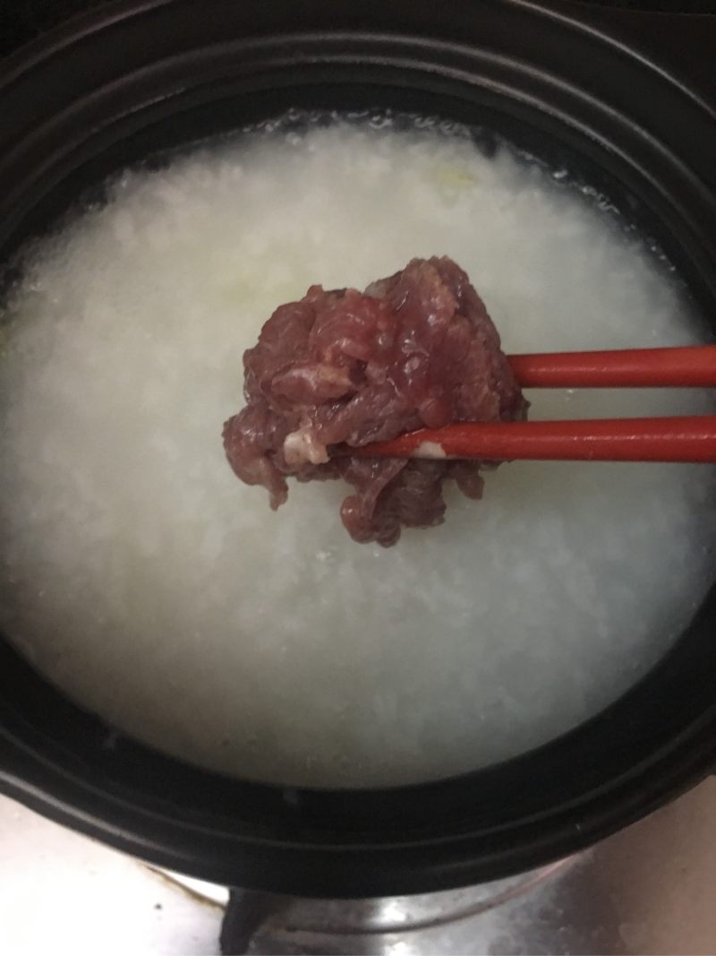 Steps for Making Lettuce Beef Congee