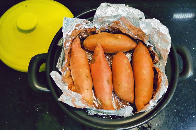 Clay Pot Roasted Sweet Potatoes Step by Step