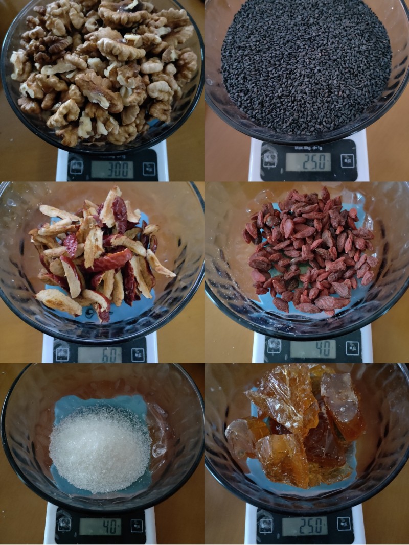 Steps for making Walnut Black Sesame Candy