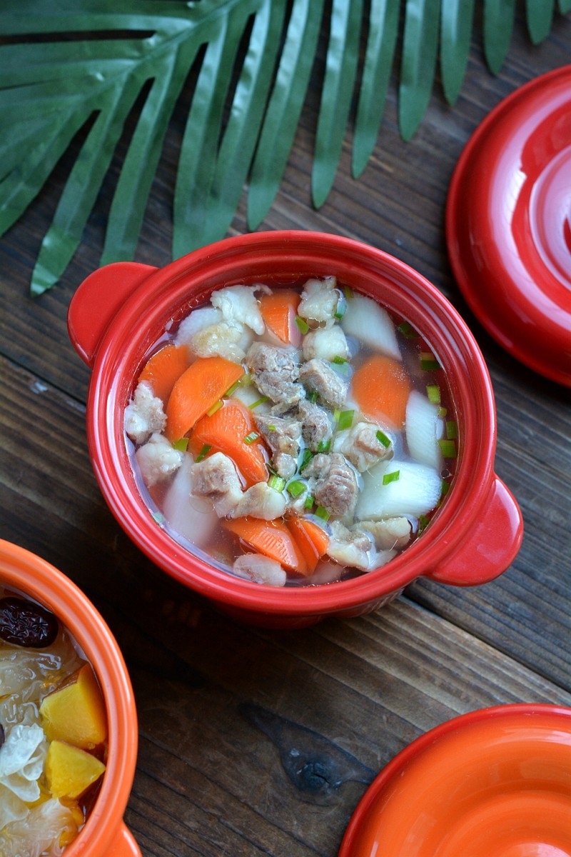 Sheep Meat, Yam and Carrot Soup