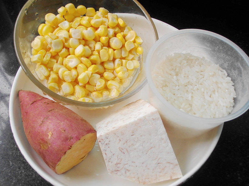 Taro and Sweet Potato Congee Cooking Steps