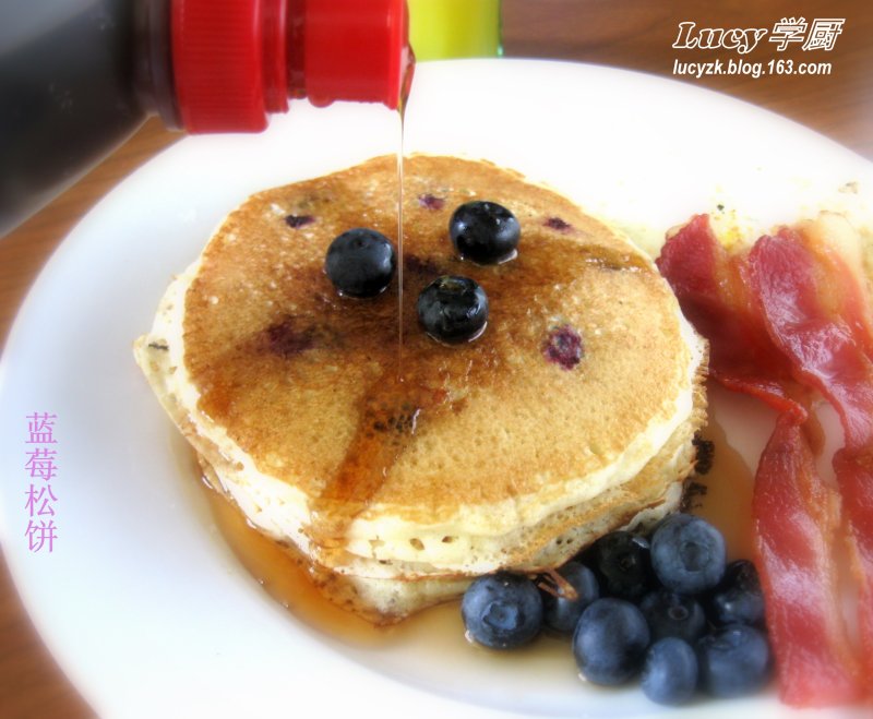 Traditional American Breakfast - Blueberry Pancake