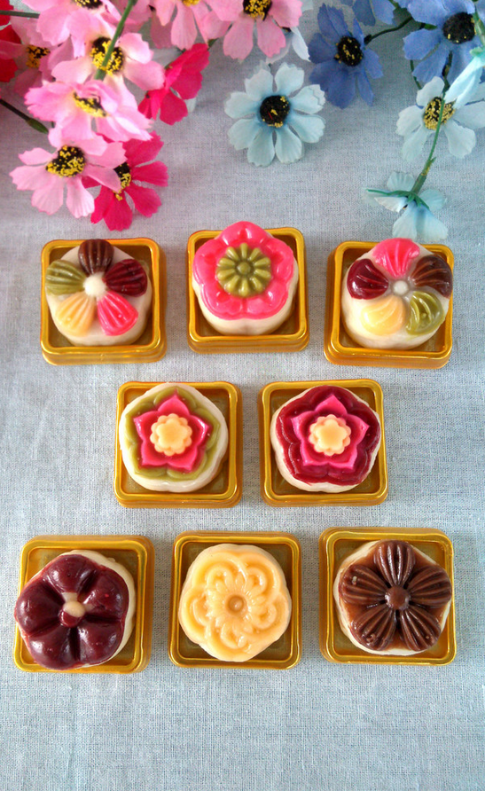 Five-color Sakura Mochi and Fruits