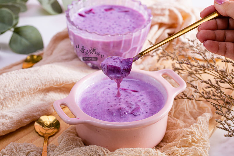 Purple Sweet Potato Milk Tapioca Pudding