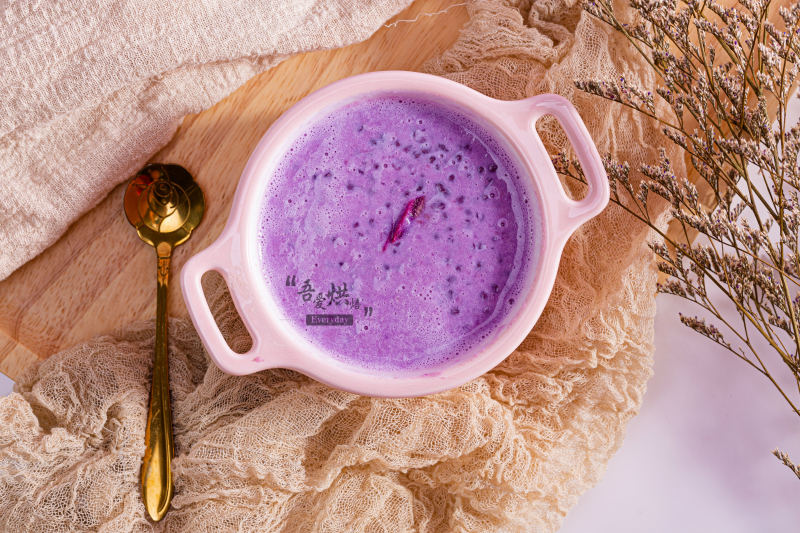 Purple Sweet Potato Milk Tapioca Pudding Making Steps