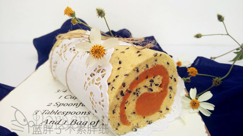 Healthy Black Sesame Sweet Potato Cake Roll