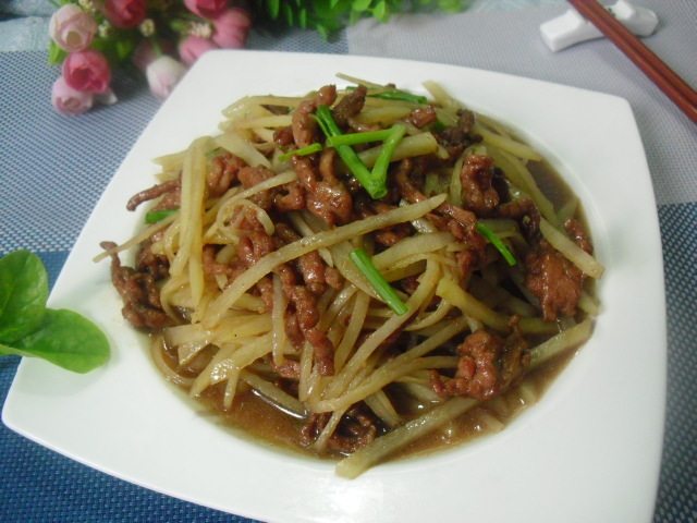 Beef and Potato Shreds with Satay Sauce