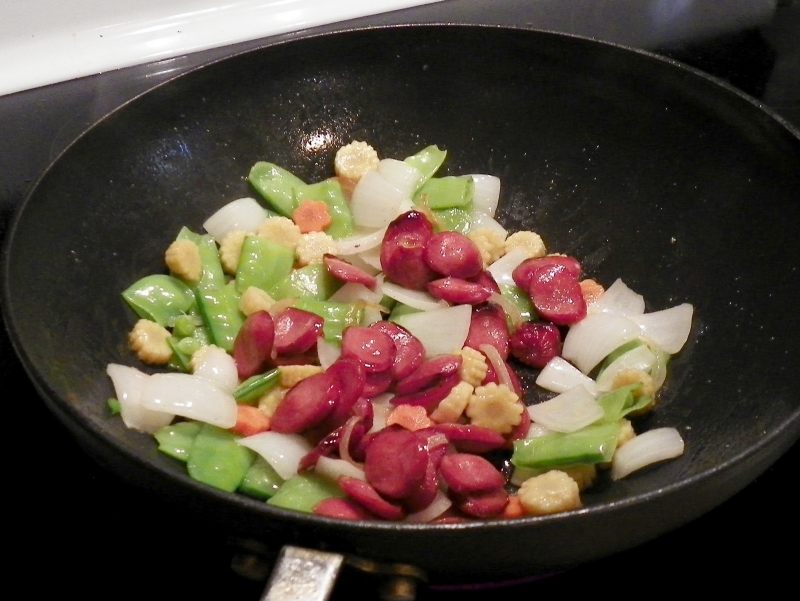 Steps to Cook Veggie Stir-Fried Hot Dogs