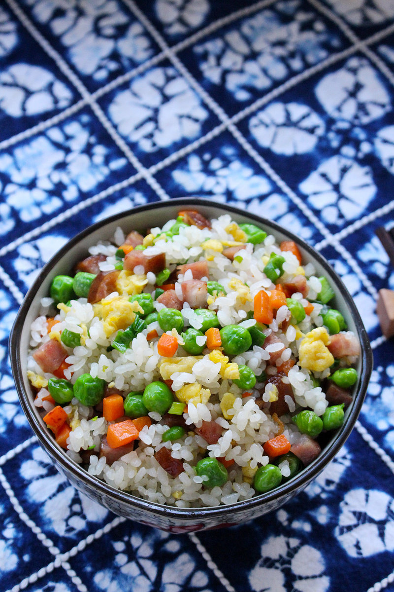 Fried Rice with Colorful Sausages - A Delicate Dinner for One