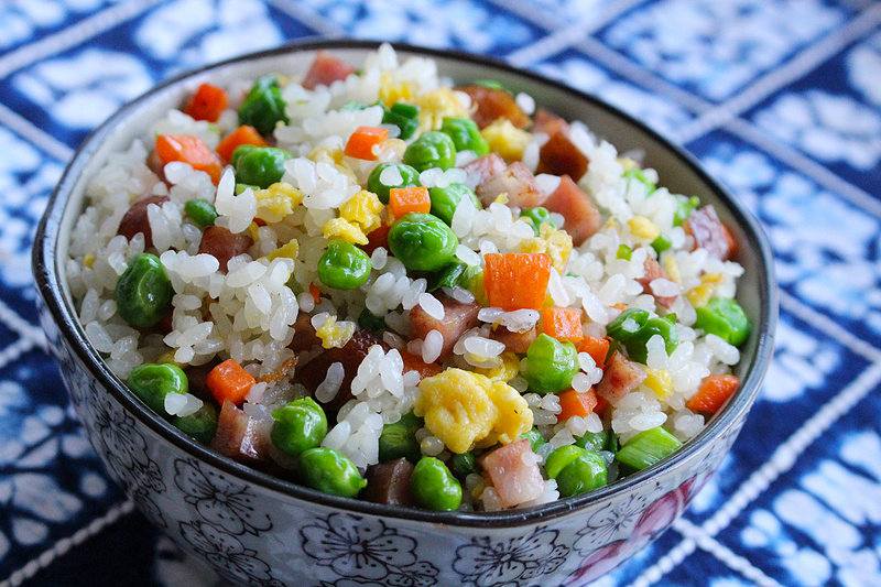 Fried Rice with Colorful Sausages - A Delicate Dinner for One