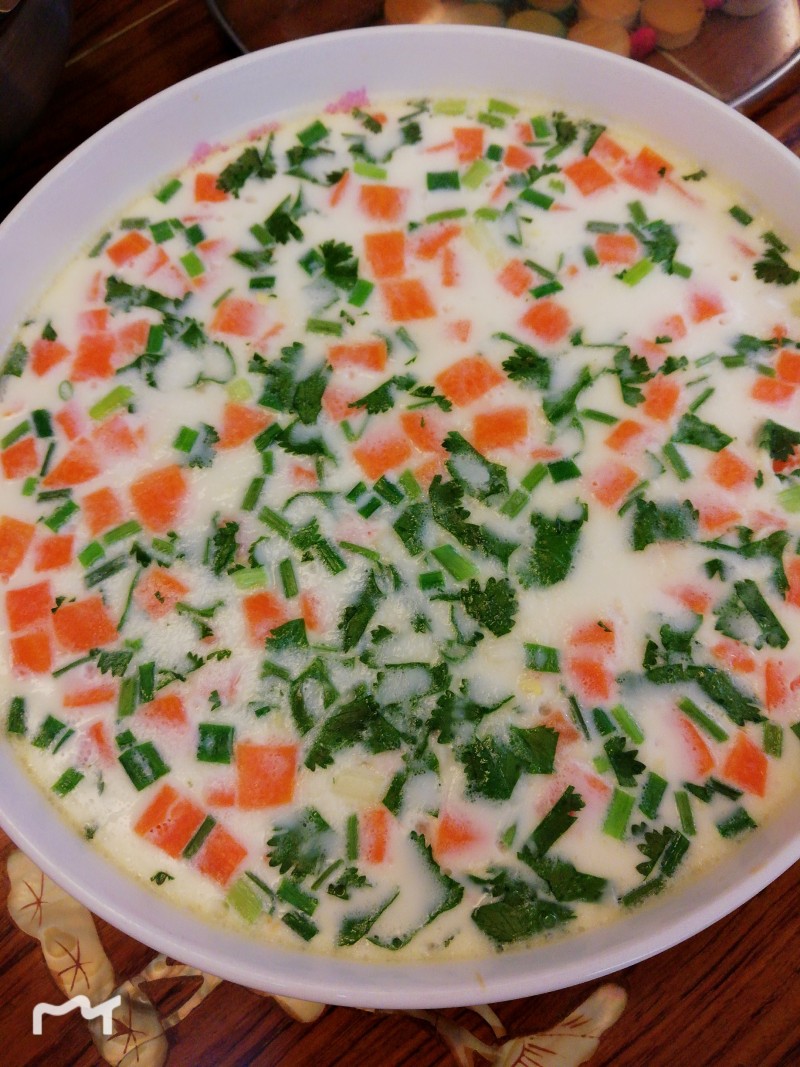 Steamed Milk and Egg with Vegetables