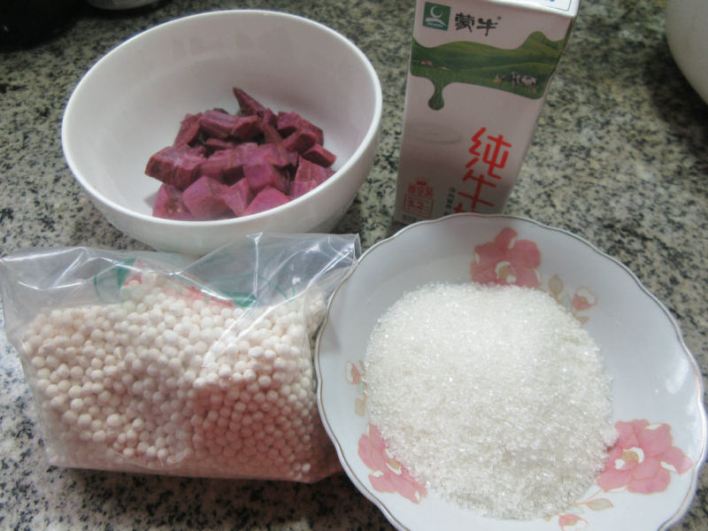 Steps for making Milk Purple Sweet Potato Tapioca Pudding