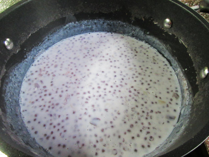 Steps for making Milk Purple Sweet Potato Tapioca Pudding