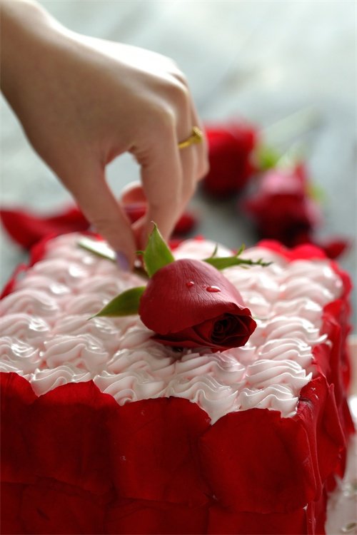 【Tomato Recipe】Rose Valentine's Day Cake - Sending a Rose Cake is Better Than Sending Roses