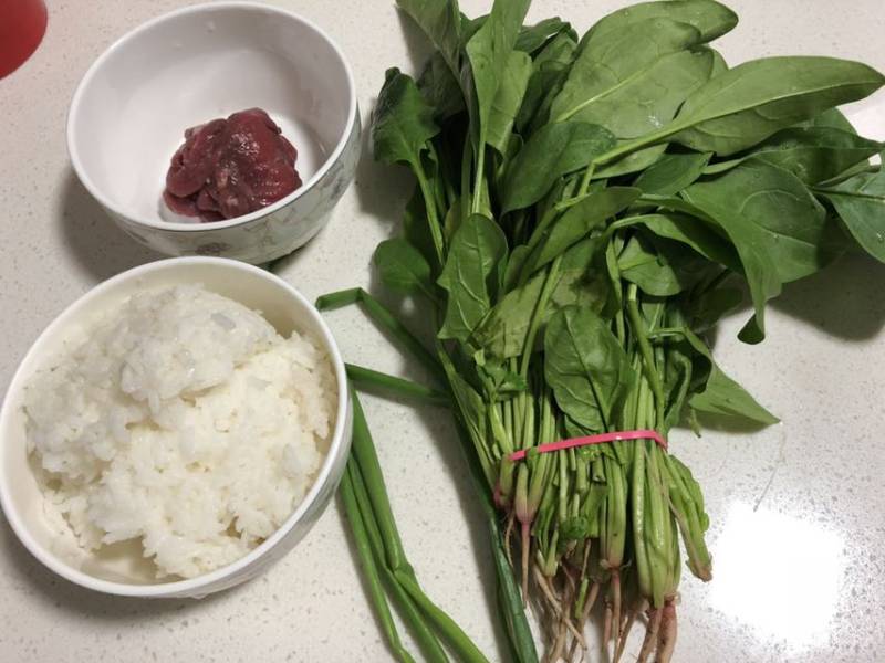 Steps for Making Spinach Beef Congee