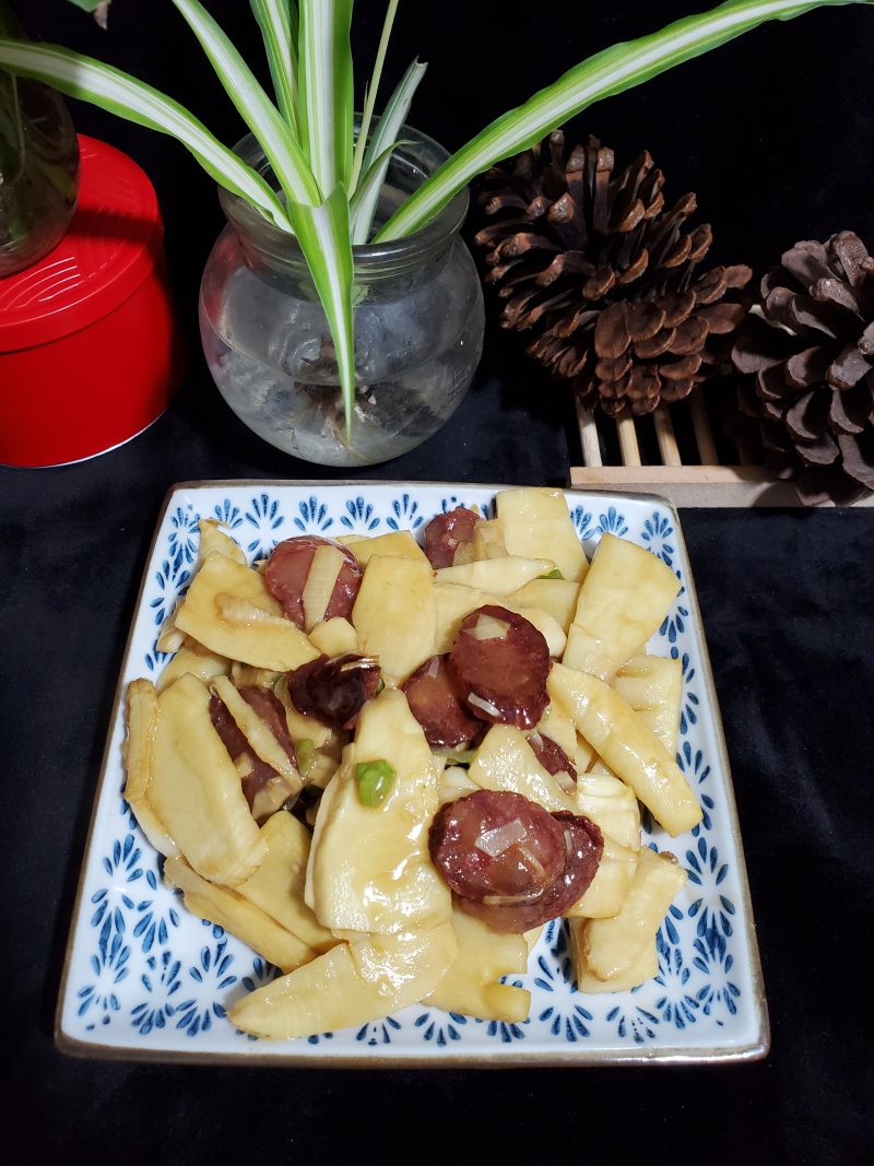 Chinese Sausage Stir-Fried Winter Bamboo Shoots Step by Step