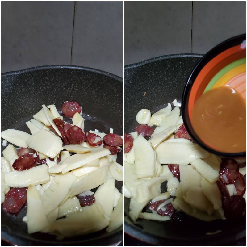 Chinese Sausage Stir-Fried Winter Bamboo Shoots Step by Step