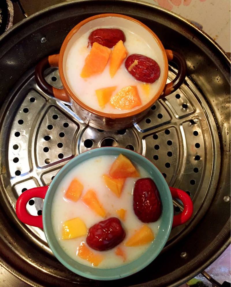 Steps to Cook Papaya Milk Red Date Soup