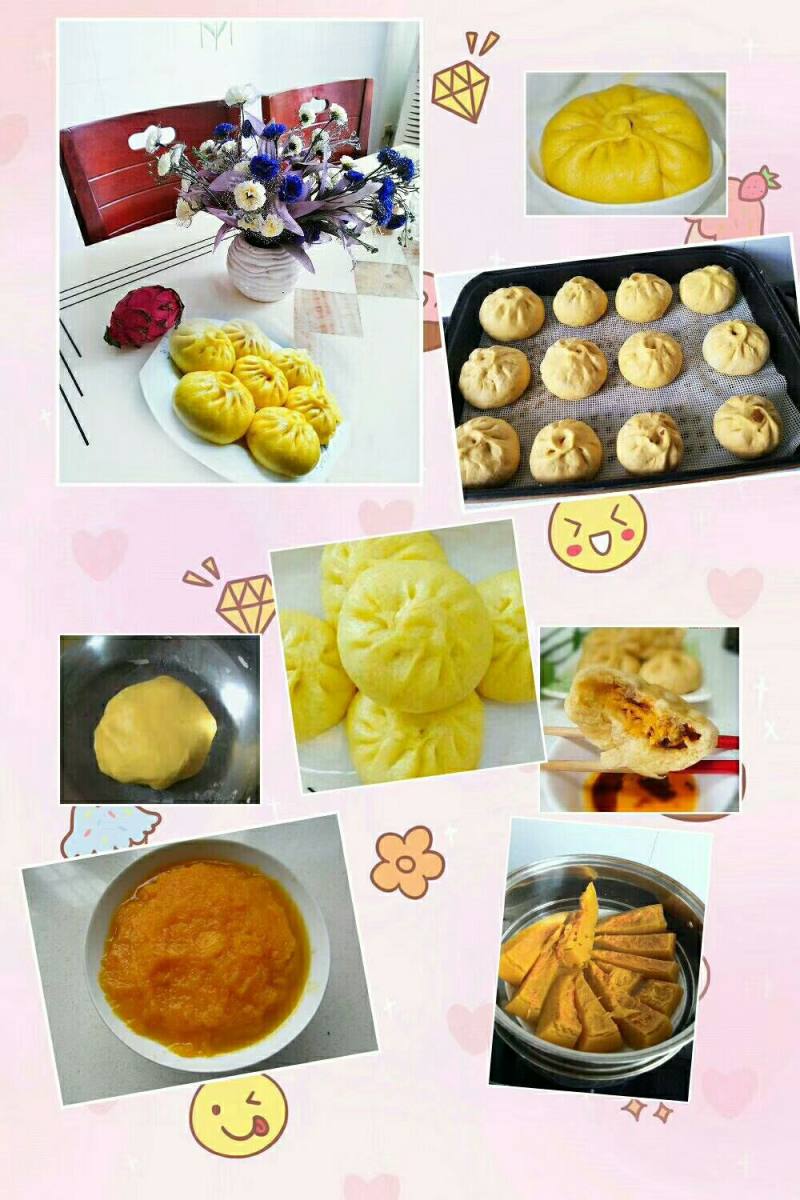 Steps for Making Pumpkin Meat Buns