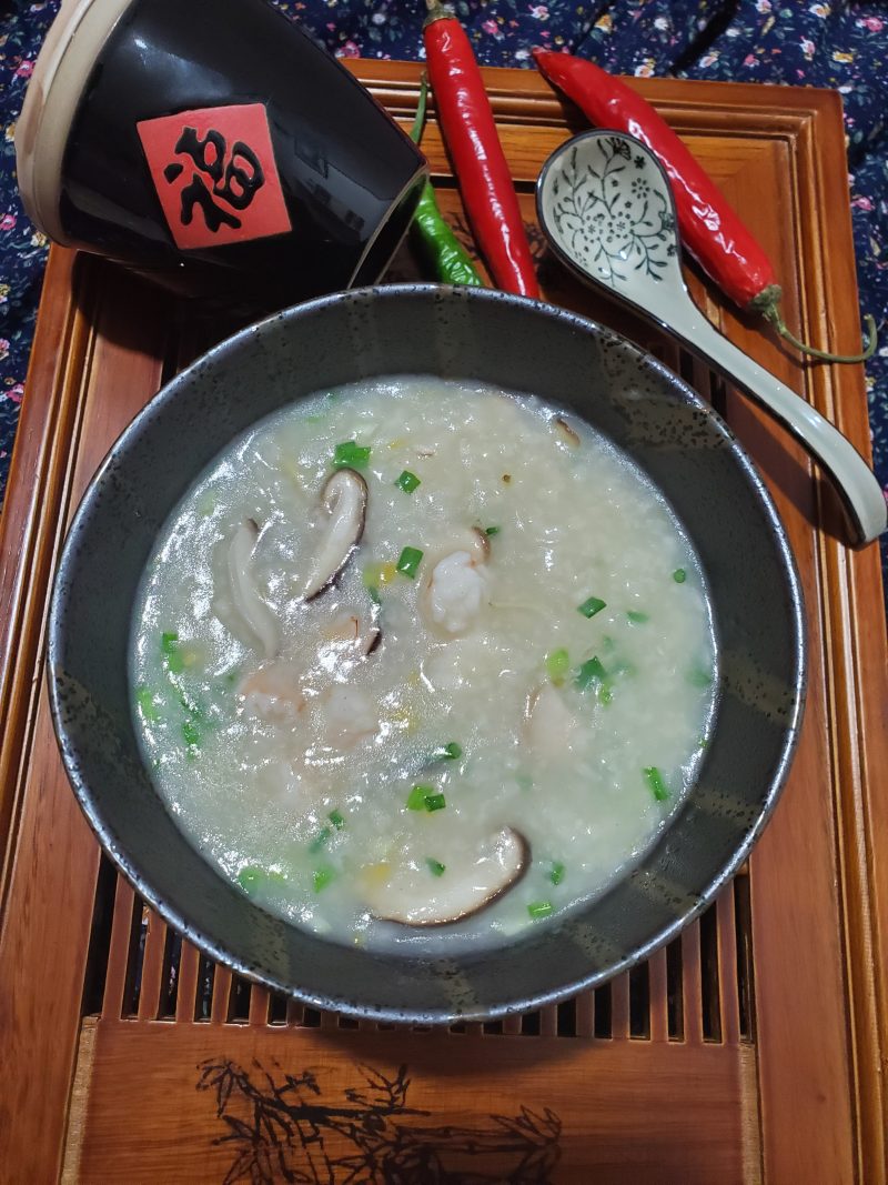 Steps for Making Shrimp and Mushroom Congee