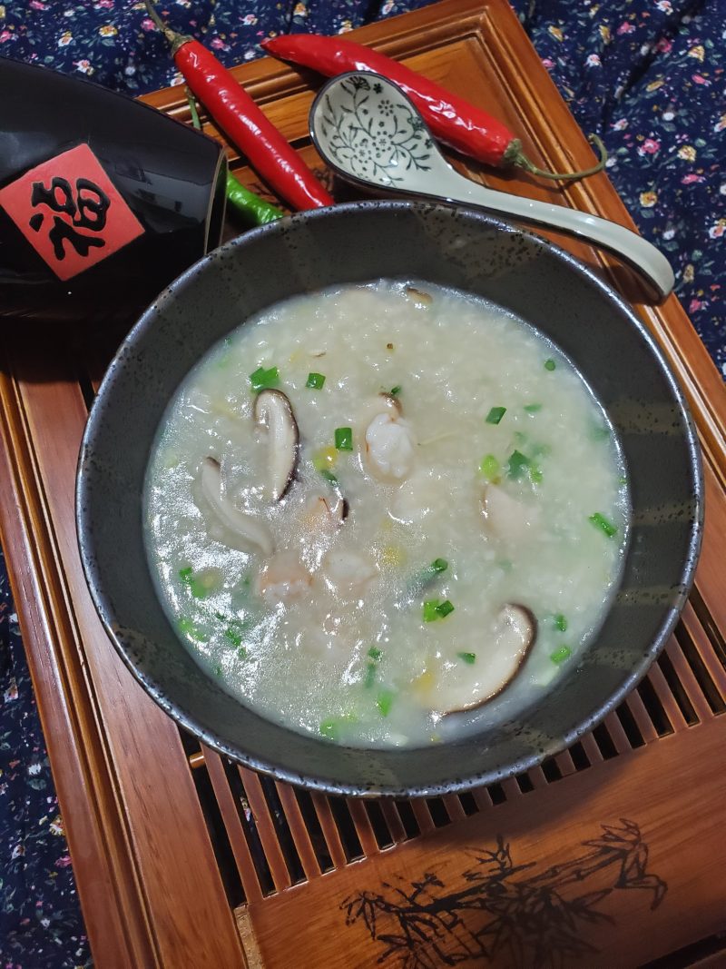 Steps for Making Shrimp and Mushroom Congee