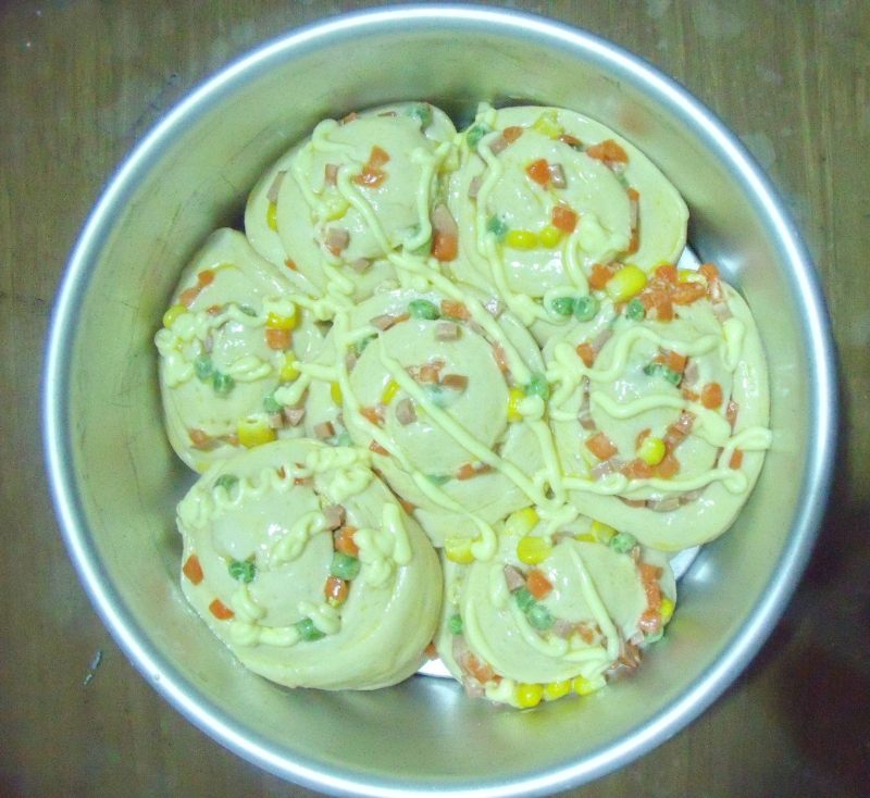 Adding Salad Vegetables to Bread - Mixed Vegetable Bread Making Steps