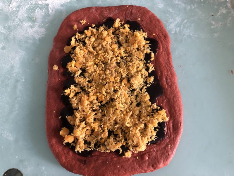 Steps for Making Red Bean and Pork Floss Soft European Bread with Red Wine Lees