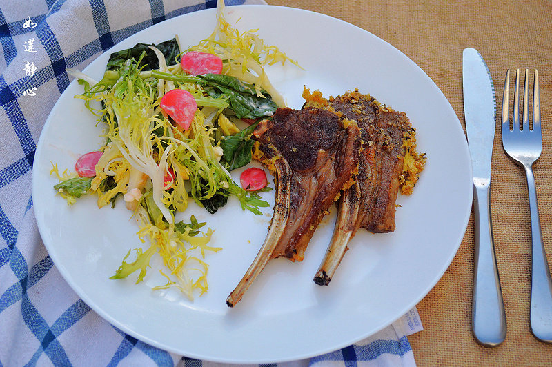 French Rack of Lamb with Vegetable Salad