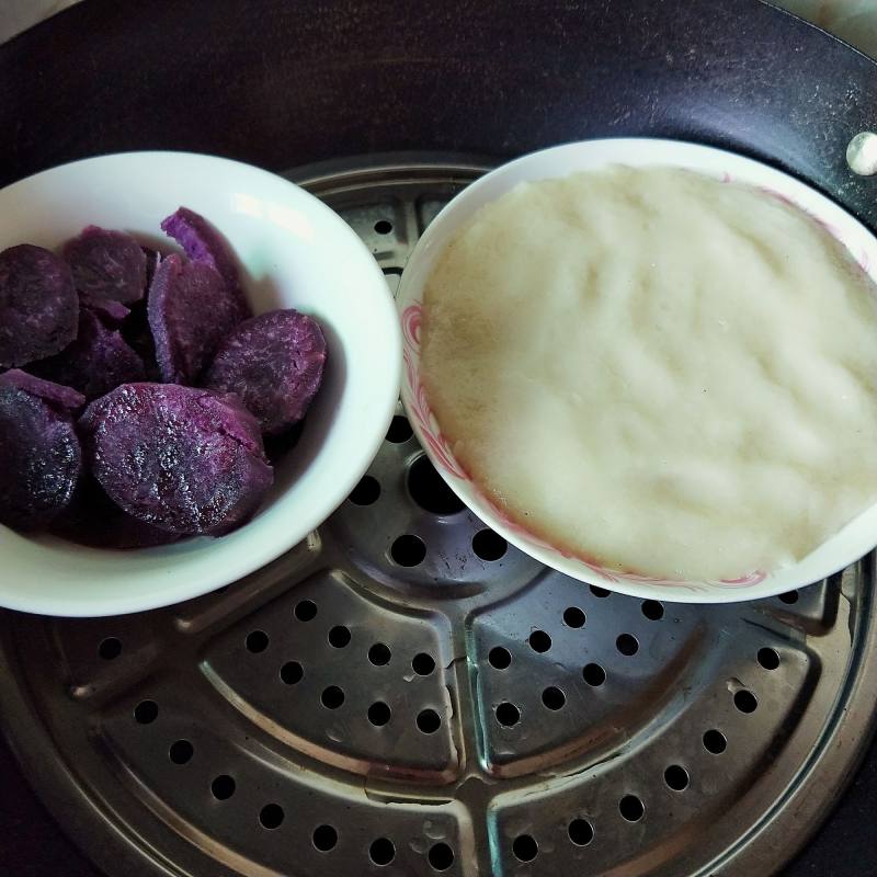 Steps to Make Sticky Rice Purple Sweet Potato Cake