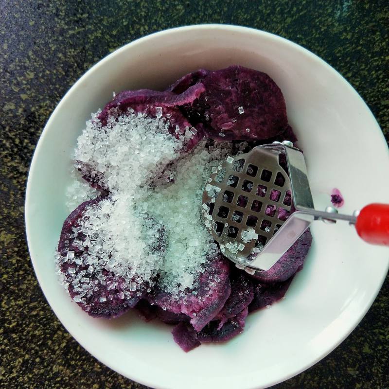 Steps to Make Sticky Rice Purple Sweet Potato Cake