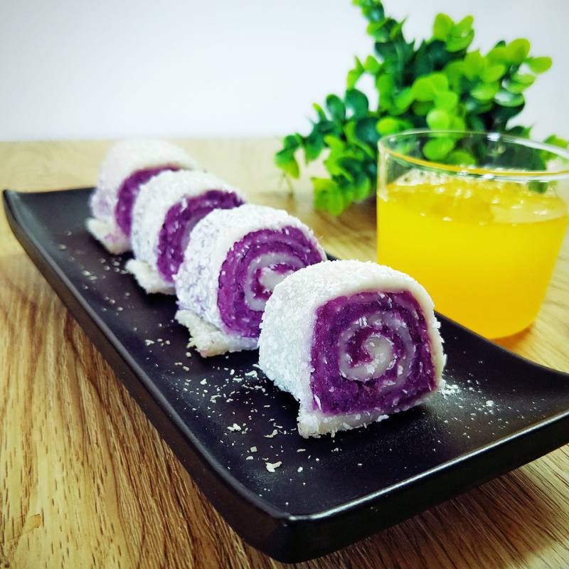 Steps to Make Sticky Rice Purple Sweet Potato Cake