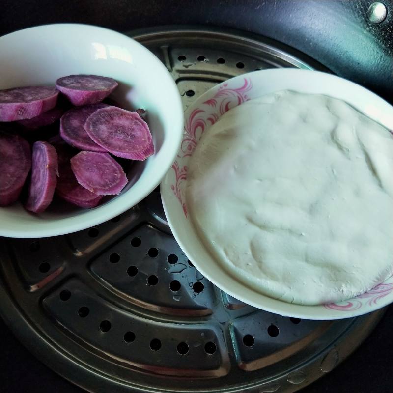 Steps to Make Sticky Rice Purple Sweet Potato Cake