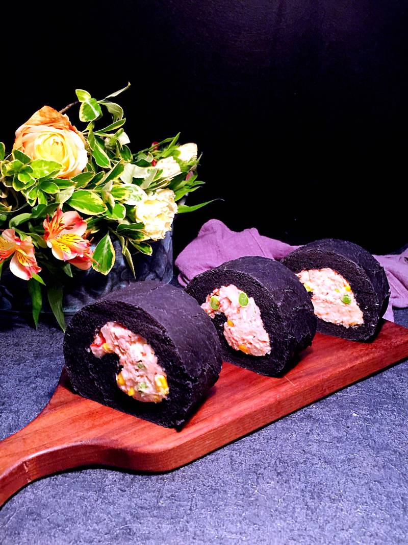 Crab Stick Mashed Potato Charcoal Bread Roll