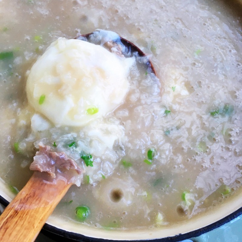 Steamed Egg and Beef Congee Cooking Steps