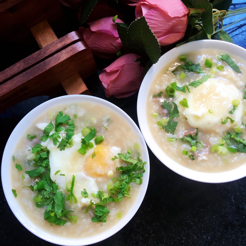 Steamed Egg and Beef Congee