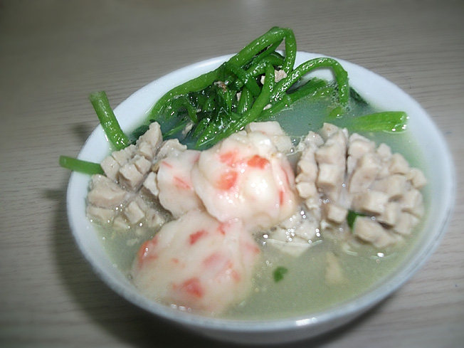 Fish Balls and Shrimp Balls with Watercress