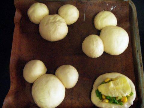 Steps for making Mickey Corn Mochi Bread