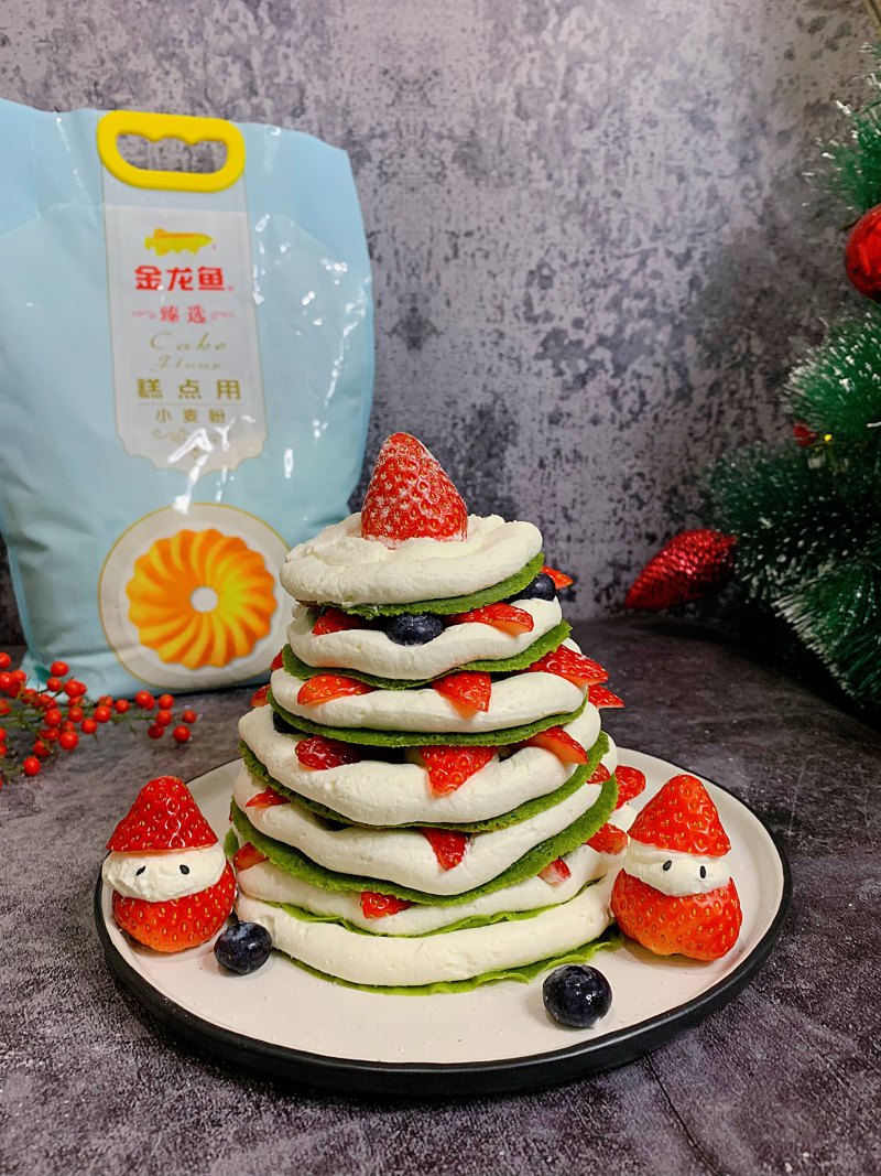 Christmas Tree Pancake Cake Making Steps