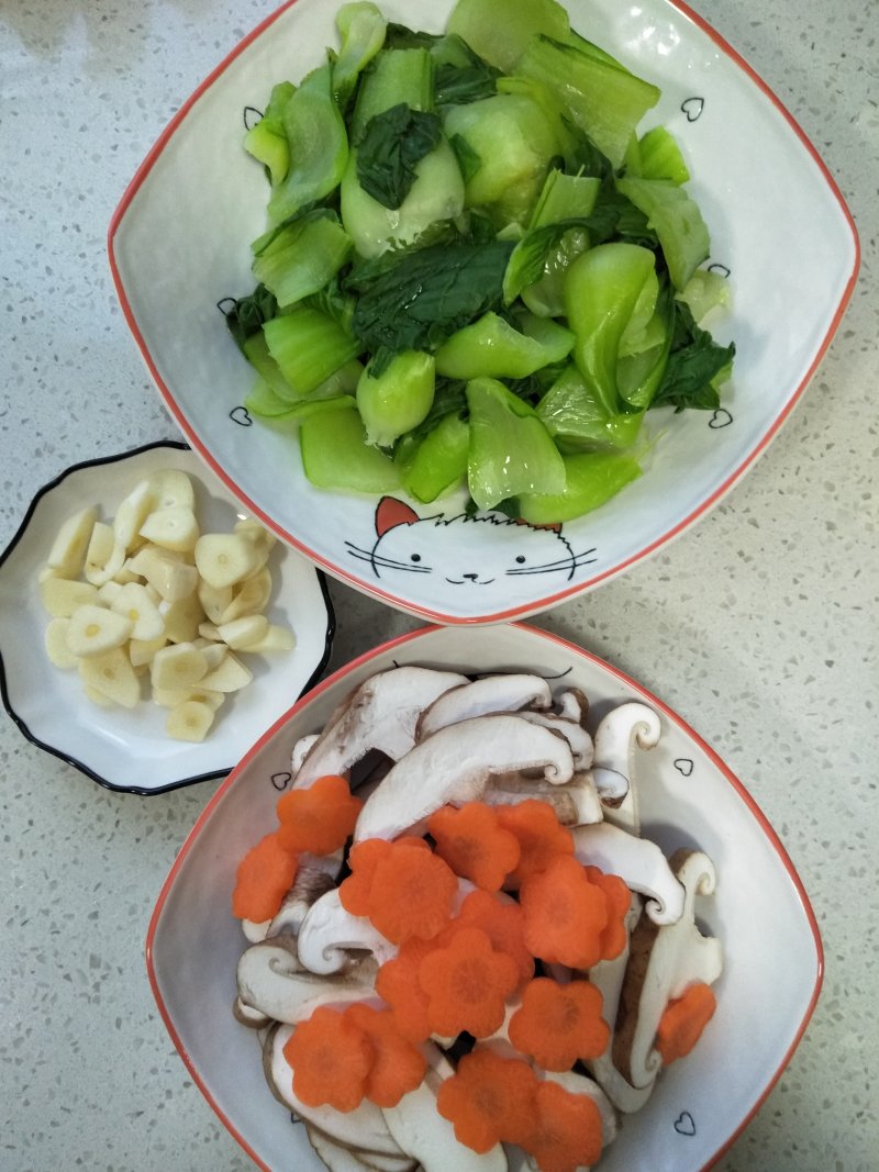 Steps for Stir-Fried Mushrooms with Baby Bok Choy