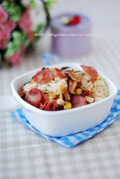 Sausage and Mixed Vegetable Braised Rice