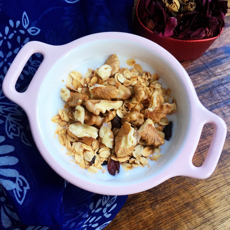 Yogurt Mixed with Baked Oats