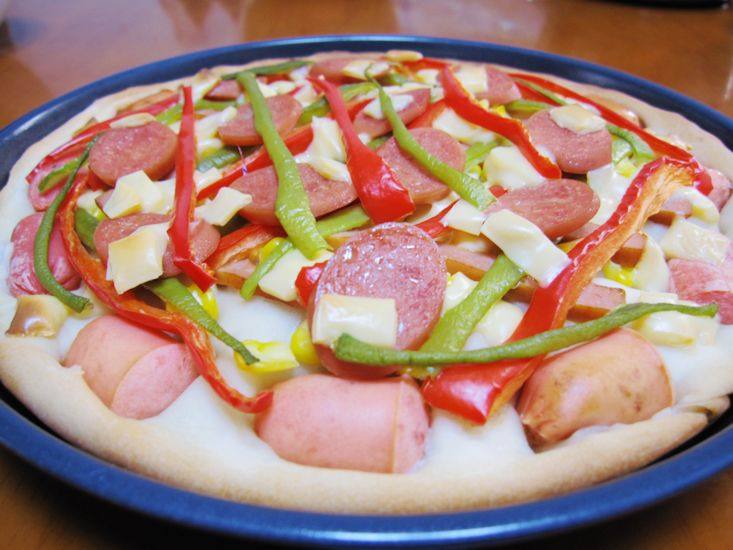 Xiao Wenzhi's Creation!【DIY Ham Double Decker Pizza】Cooking Steps