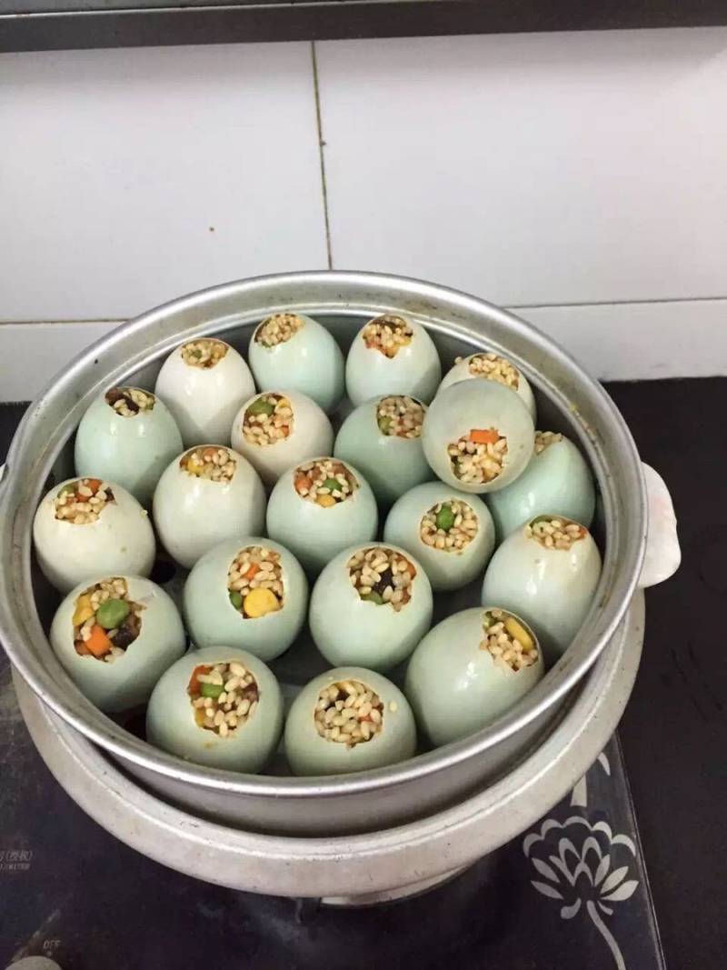 Sticky Rice Eggs Making Steps