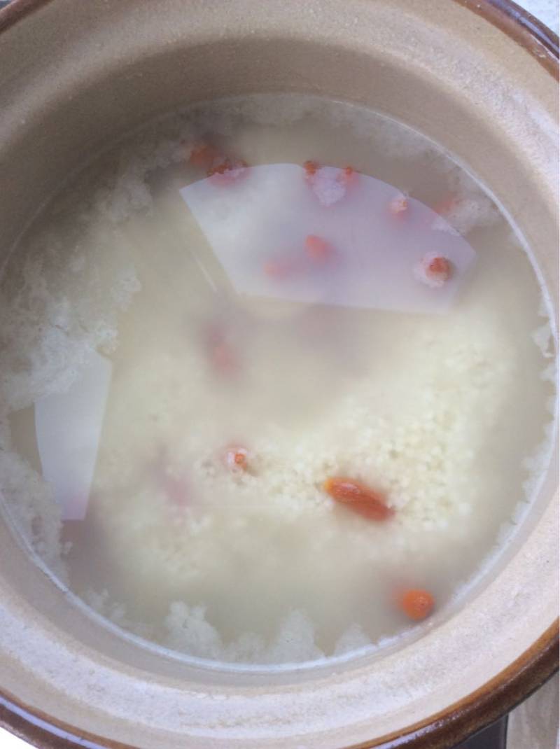 Claypot Porridge - Millet, Fermented Rice, Goji Berry and Lily Porridge Cooking Steps