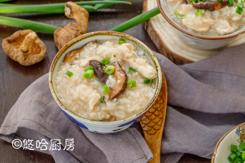 Shiitake Mushroom and Chicken Congee