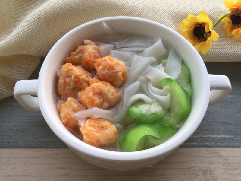 Carrot and Shrimp Ball Noodle Soup