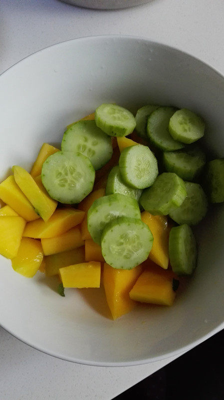 Steps for Cooking Green Mango and Cucumber Platter