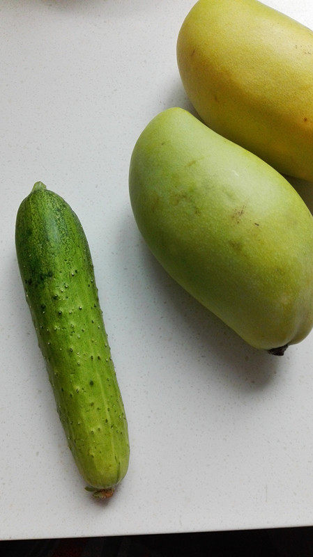 Steps for Cooking Green Mango and Cucumber Platter