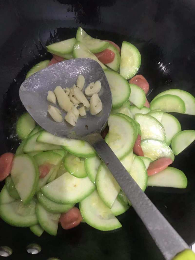 Zucchini and Hot Dog Stir-Fry Cooking Steps